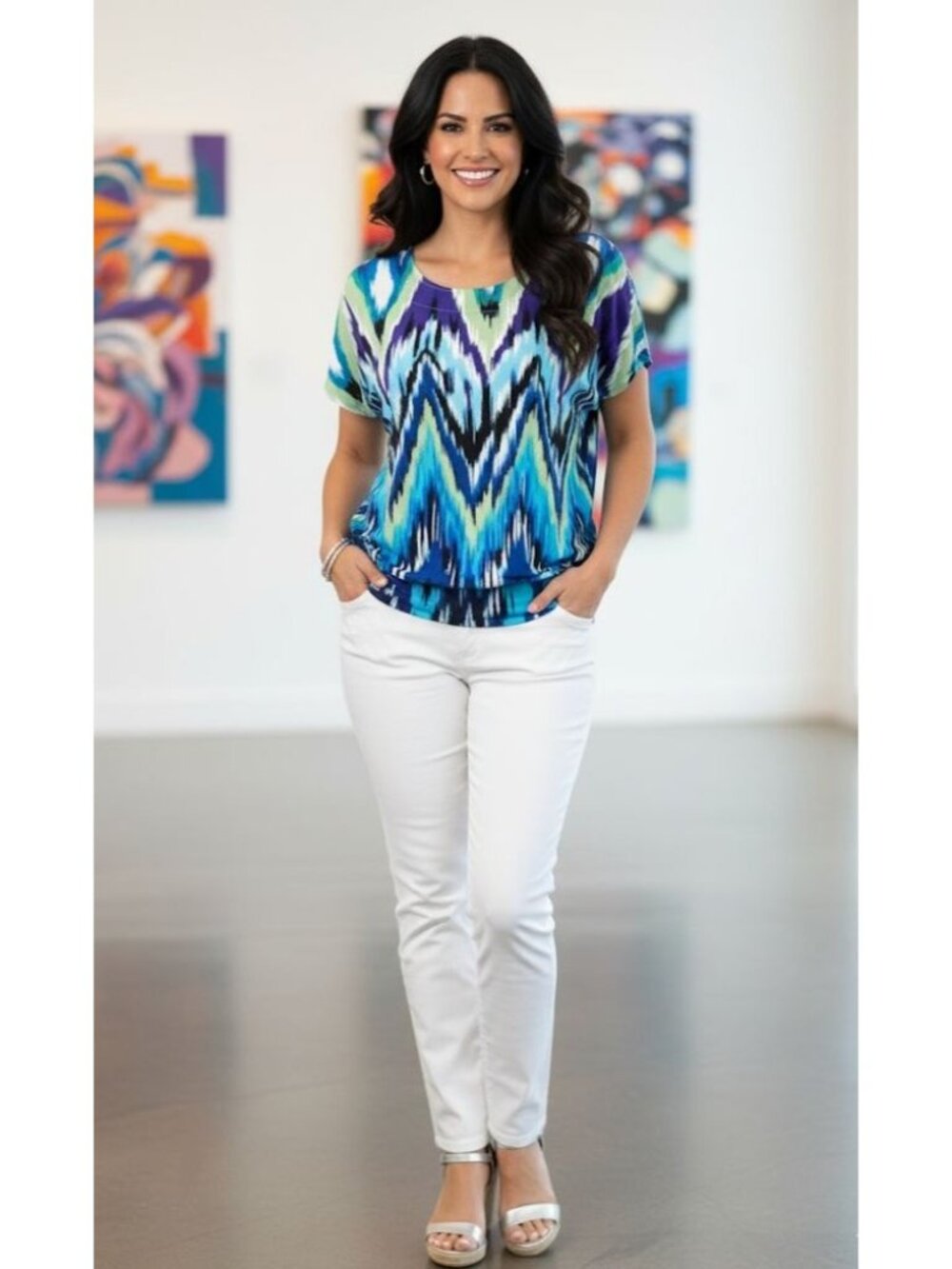 Chico's Major Sway Uma Blouse Size 2 (M)